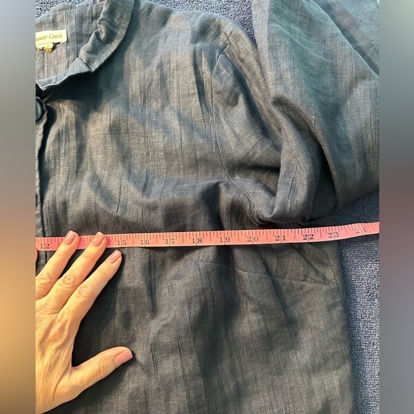 Coldwater Creek Linen Jacket Button Down W/Peter Pan Collar Dark Navy Size L - Picture 10 of 10